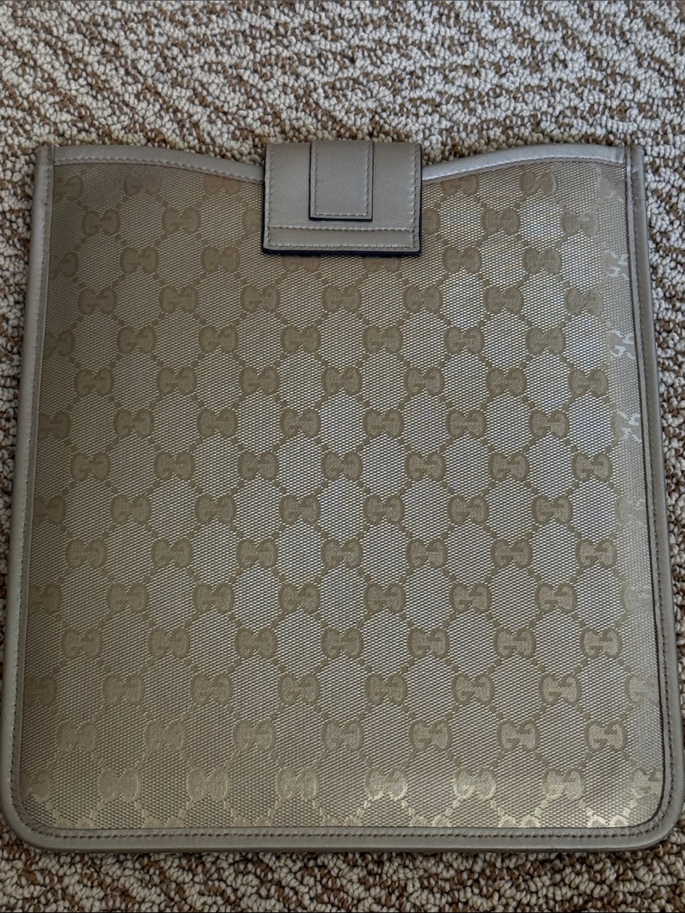 Gucci Metallic Taupe GG Monogram iPad Sleeve - Picture 3 of 8